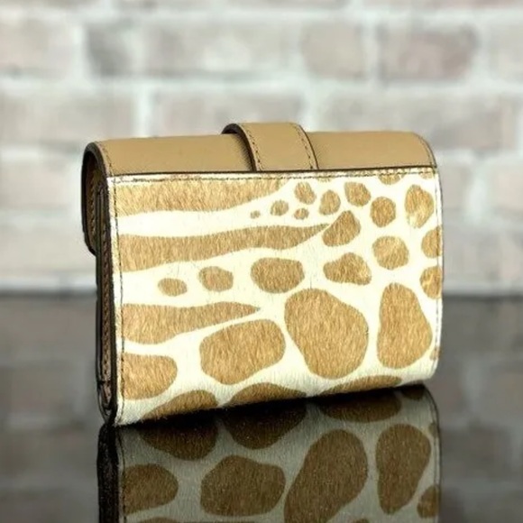 MICHAEL KORS CARMEN LEATHER HAIRCALF MEDIUM FLAP BIFOLD WALLET BAG $258 - Picture 4 of 7